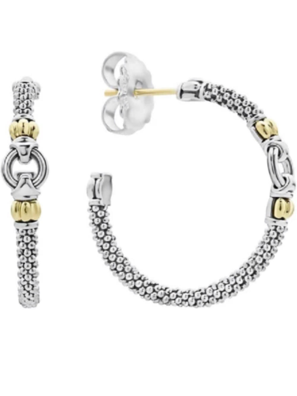 Lagos Two-Tone Caviar Hoop Earrings